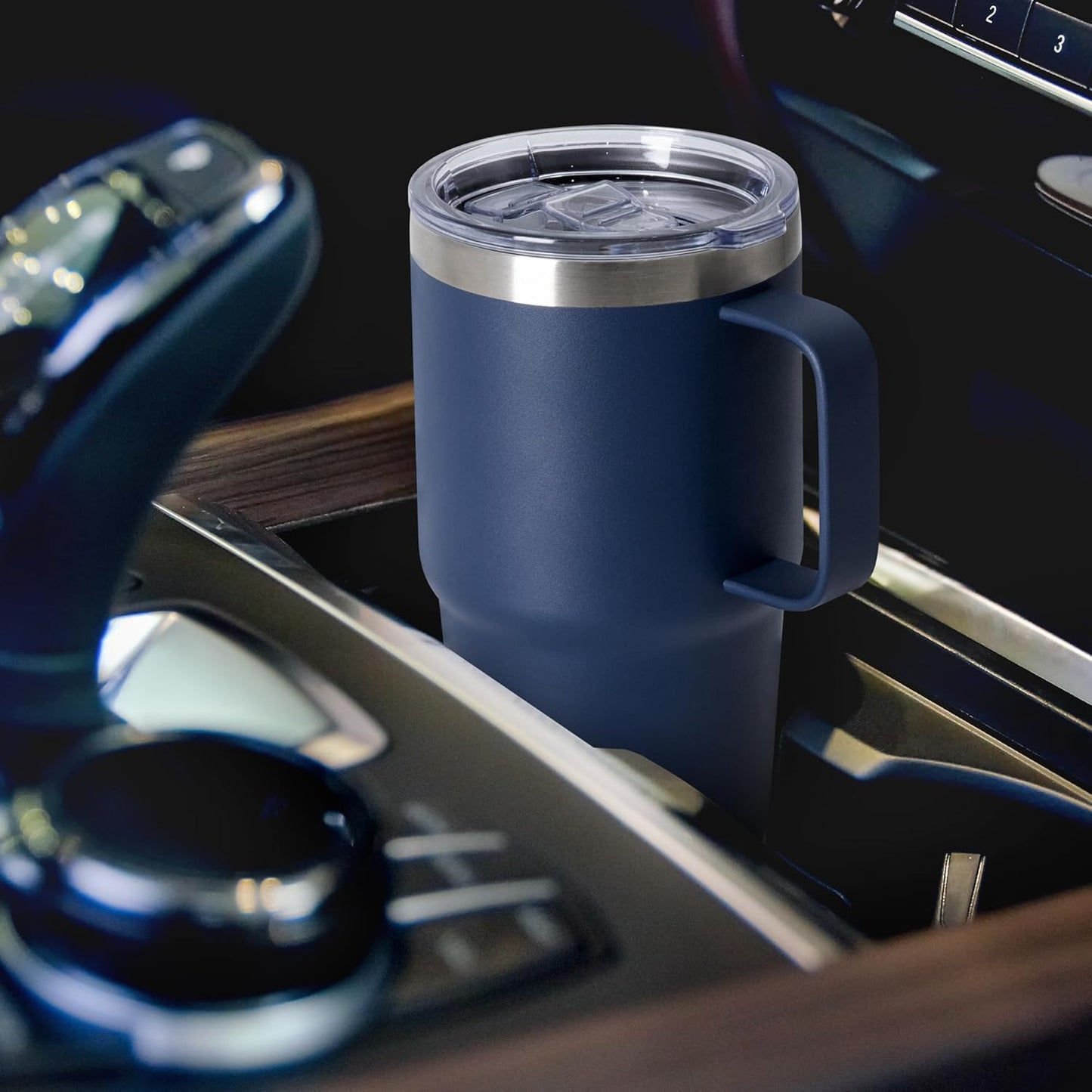 HASLE OUTFITTERS 20oz Tumbler Bulk with Lid, Stainless Steel Tumbler Bulk with Handle, Metal Insulated Travel Coffee Mug Set with Handle, Double Wall Vacuum Leak Proof Tumbler Cup, Navy 12 Pack