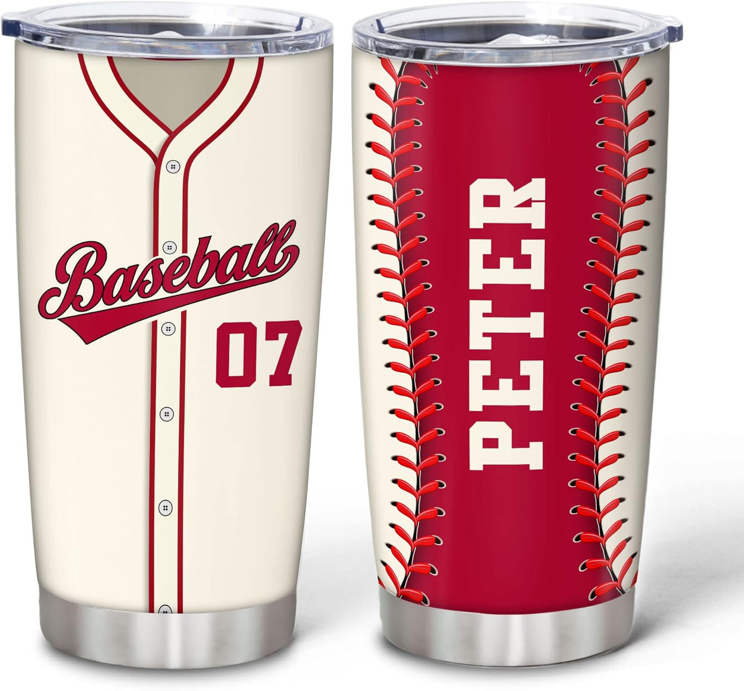 Hyturtle Personalized Baseball Tumbler Baseball Players Design Stainless Steel Double Walled Vacuum Insulated Tumblers 20oz30oz Coffee Travel Mug Cup Christmas Gift For Men Boys Friends Dad Sports Fan