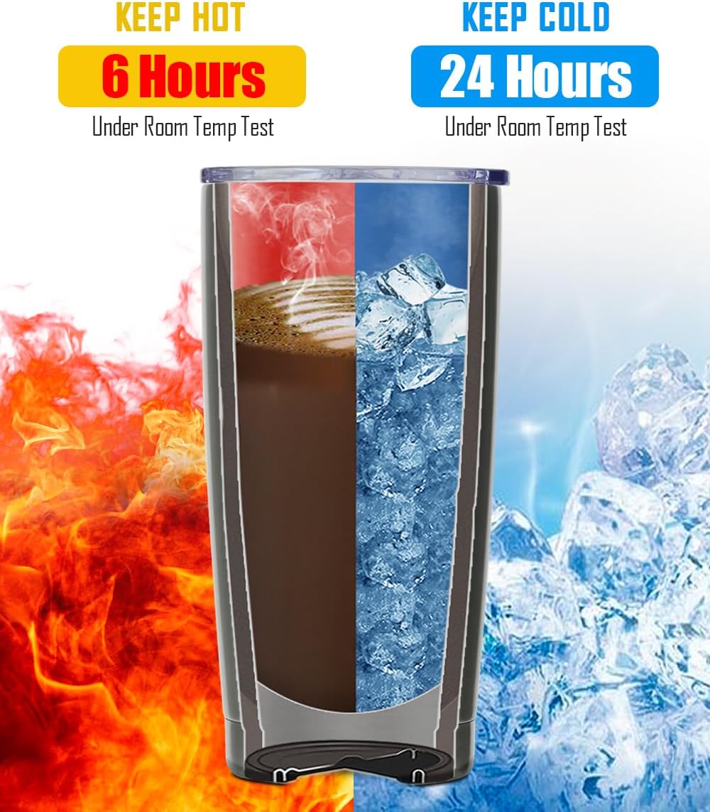 SUNWILL Travel Coffee Mug with Lid, 20 oz Tumbler Set of 2, Insulated Stainless Steel Cup for Water, Tea, Ice, Powder Coated Black 2 pack