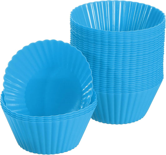 uxcell 36Pcs Silicone Cupcake Liners, Non-Stick Baking Cups, for Cooking Eggs, Baking Muffins and Make a Cake(Blue)