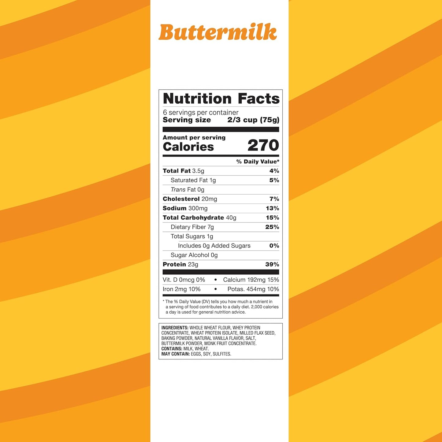 Flourish Protein Pancake & Waffle Mix, with Whey Protein & Flax Seed, No Added Sugar, High in Protein & Fiber - Just Add Water - Buttermilk Flavour, 430 g (2 Pack) - Made in Canada