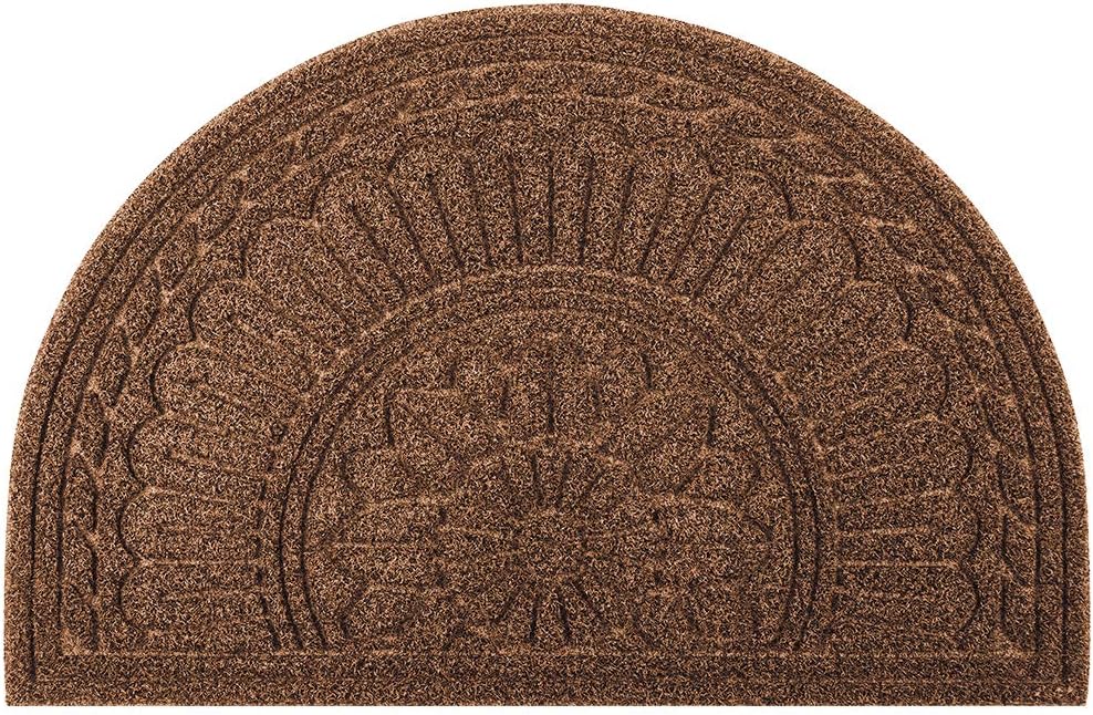 Mibao Door Mat Outdoor Indoor, 23.5" x 35.5", Half Round Door Mats, Non-Slip Front Door Mats Outdoor, Dirt Trapper Welcome Mats for Front Door, Back Door, Shoe Scraper, Coffee