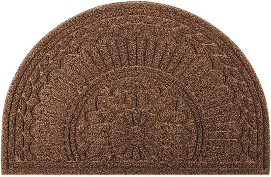 Mibao Door Mat Outdoor Indoor, 23.5" x 35.5", Half Round Door Mats, Non-Slip Front Door Mats Outdoor, Dirt Trapper Welcome Mats for Front Door, Back Door, Shoe Scraper, Coffee