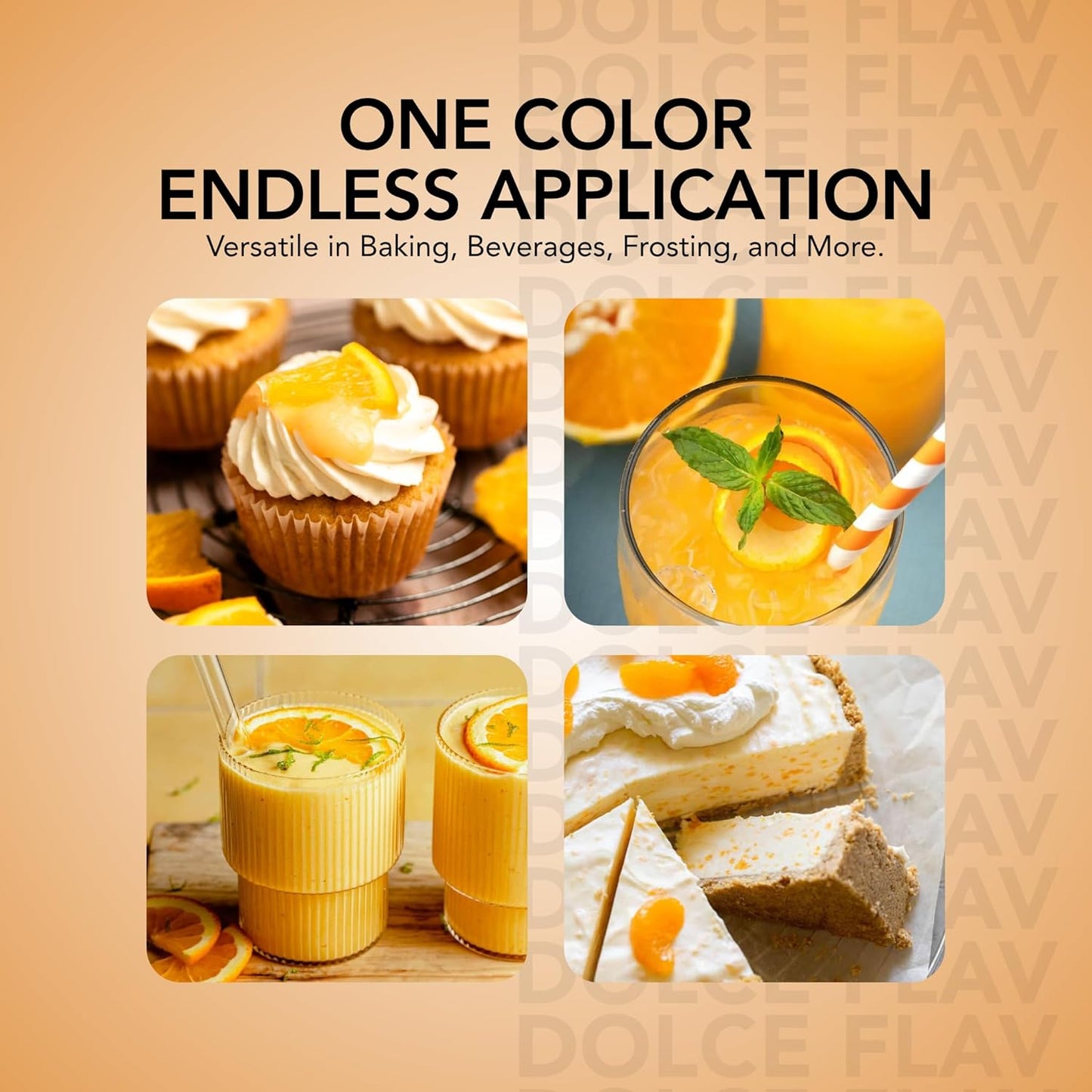 Dolce Flav Natural Orange Food Coloring – 2 oz Bright Plant-Based Liquid Dye | Water-Soluble Color for Baking, Drinks & Desserts | Graduated Dropper Included | No Artificial Dyes | Kosher | Made in USA