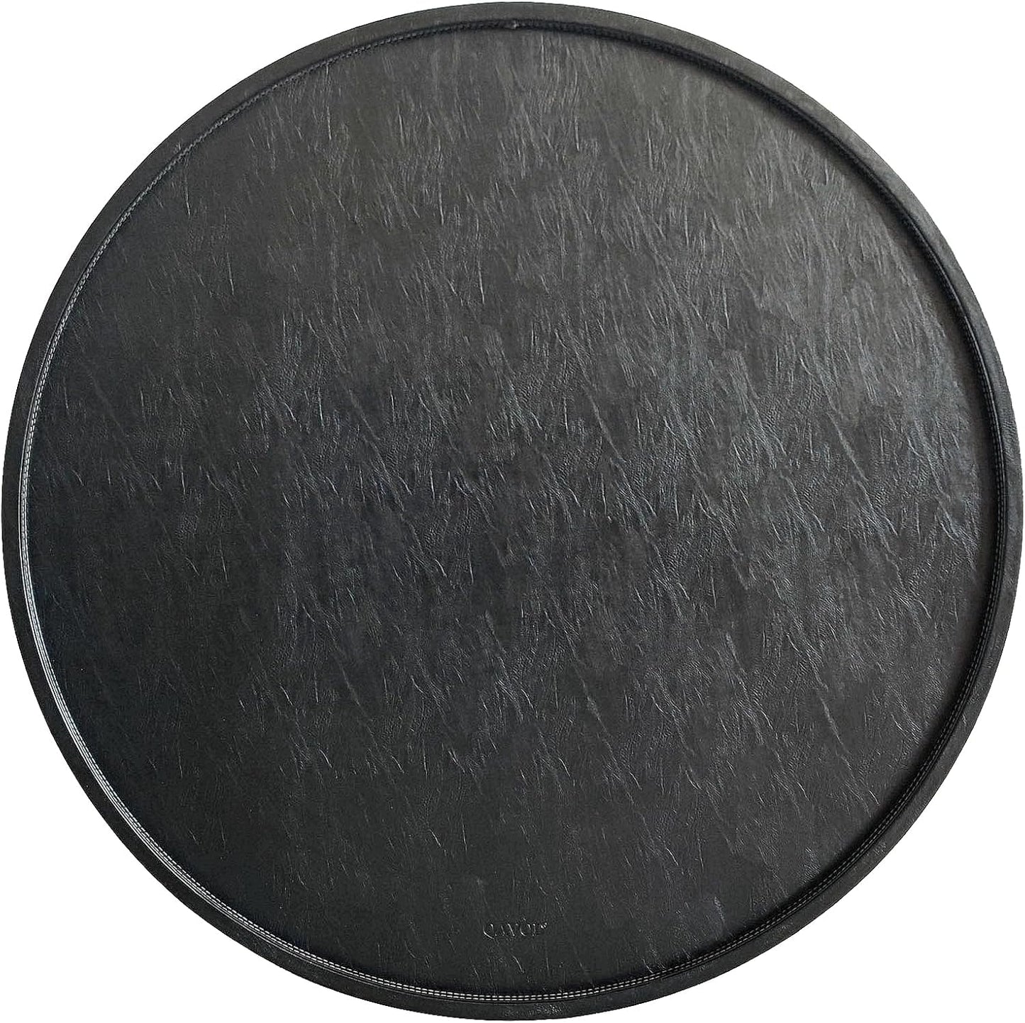 34 * 34 High-End Light Luxury Leather Round Oversized Tray - Ottoman Coffee Food Serving for Family Dinner, Outdoor Picnic & Party Essentials | Versatile Home Decor Tray (34 inch Black)