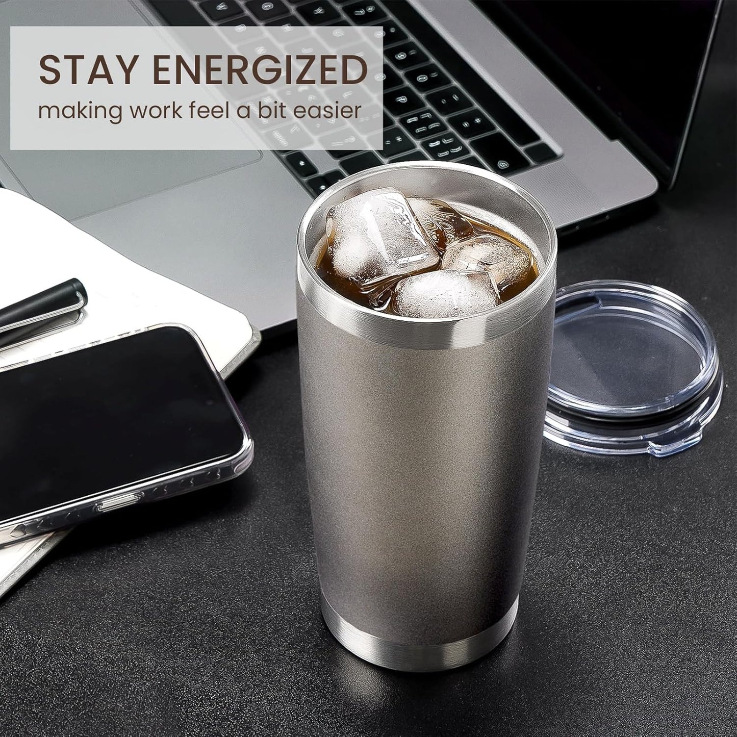 MEWAY 20oz Tumbler Cup Double Wall Vacuum Insulated Travel Mug Bulk, Stainless Steel Tumblers with Lid and Straw, Durable Powder Coated Coffee Cups for Cold & Hot Drinks (Cold Grey, 1)