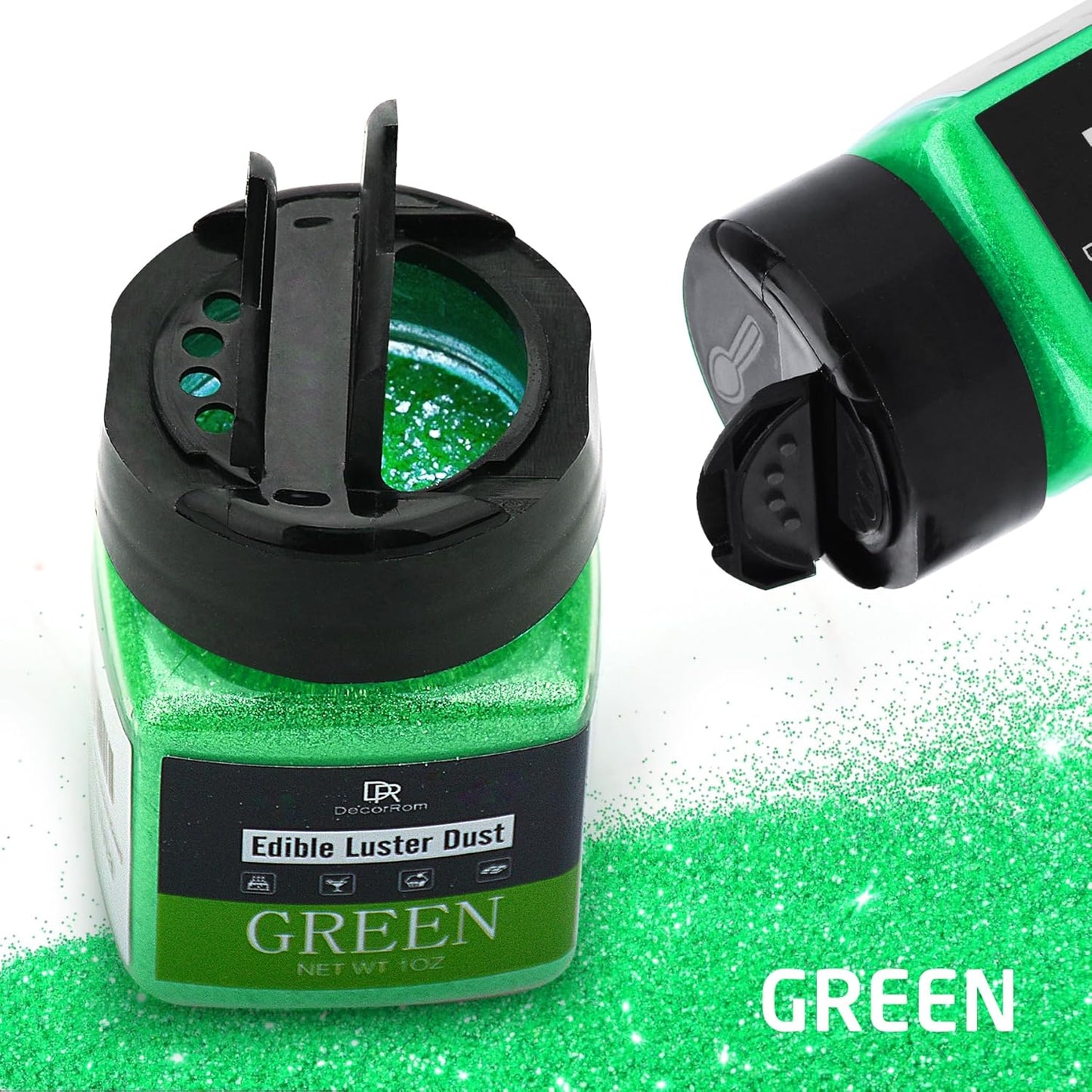 Edible Glitter - 1oz Luster Dust Edible Food Grade Glitter for Cocktail, Cake Decorating, Baking, Drinks - Shimmer Dust Powder, Metallic Food Coloring Powder for Icing, Fondant, Candy, Cookie (Green)