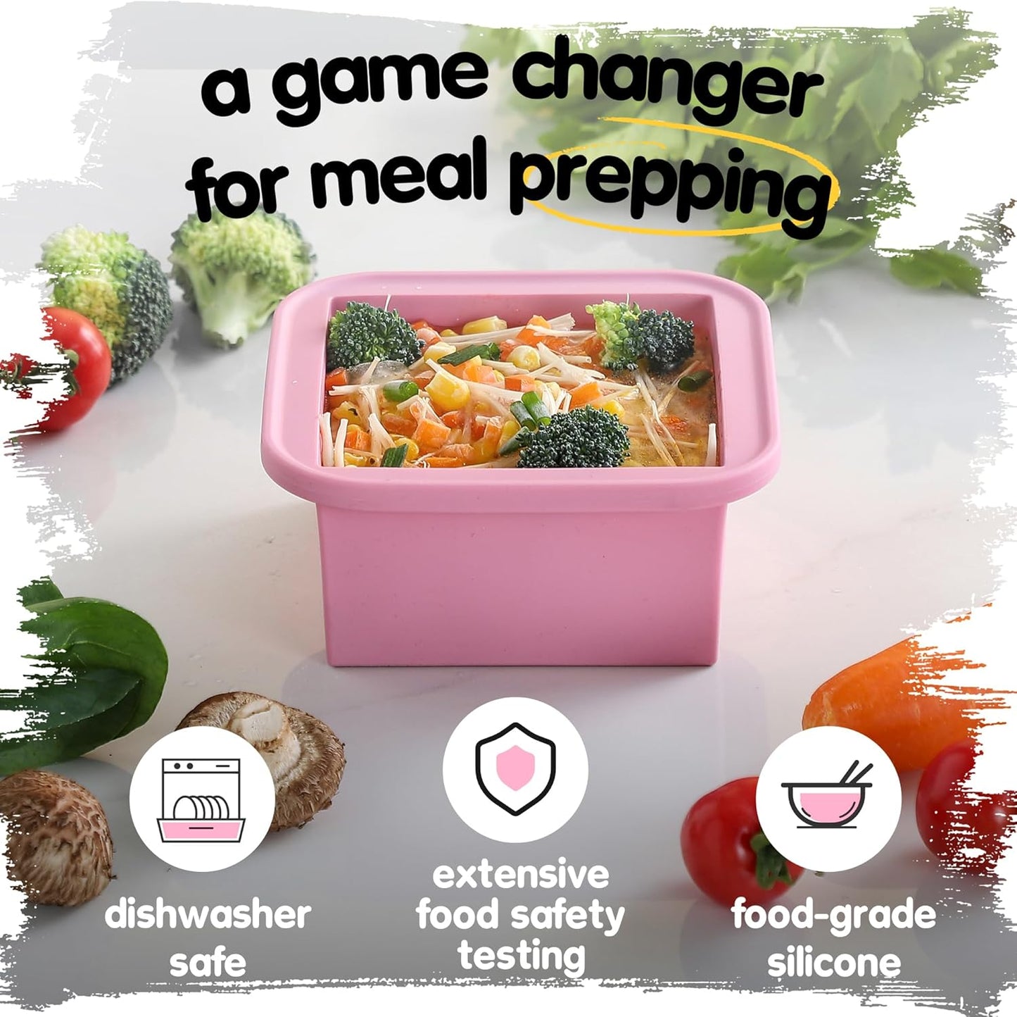 2-Cup Silicone Freezer Trays with Lids – Perfect for Meal Prep, Portion Control, and Easy Freezing-Meal Prep Container Molds for Soup,Leftovers (Cotton Candy, 4 Pack)