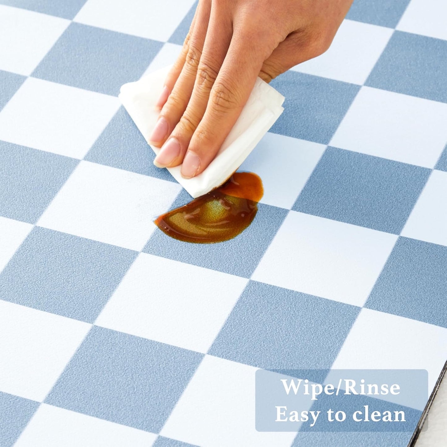 Checkered Dish Drying Mat for Kitchen Counter, Coffee Bar, Coffee Station Accessories, Retro Cute Aesthetic Modern Absorbent Drainer Mat Kitchen Drying Mat Easy Clean, Blue 16" x 24"