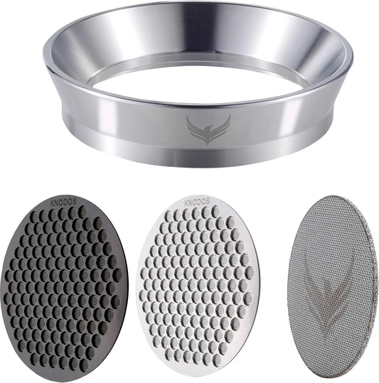 Espresso Funnel 58mm and Puck Screen Set - Includes Stainless Steel Portafilter Funnel and 3pcs Filters for 58mm Portafilter Baskets
