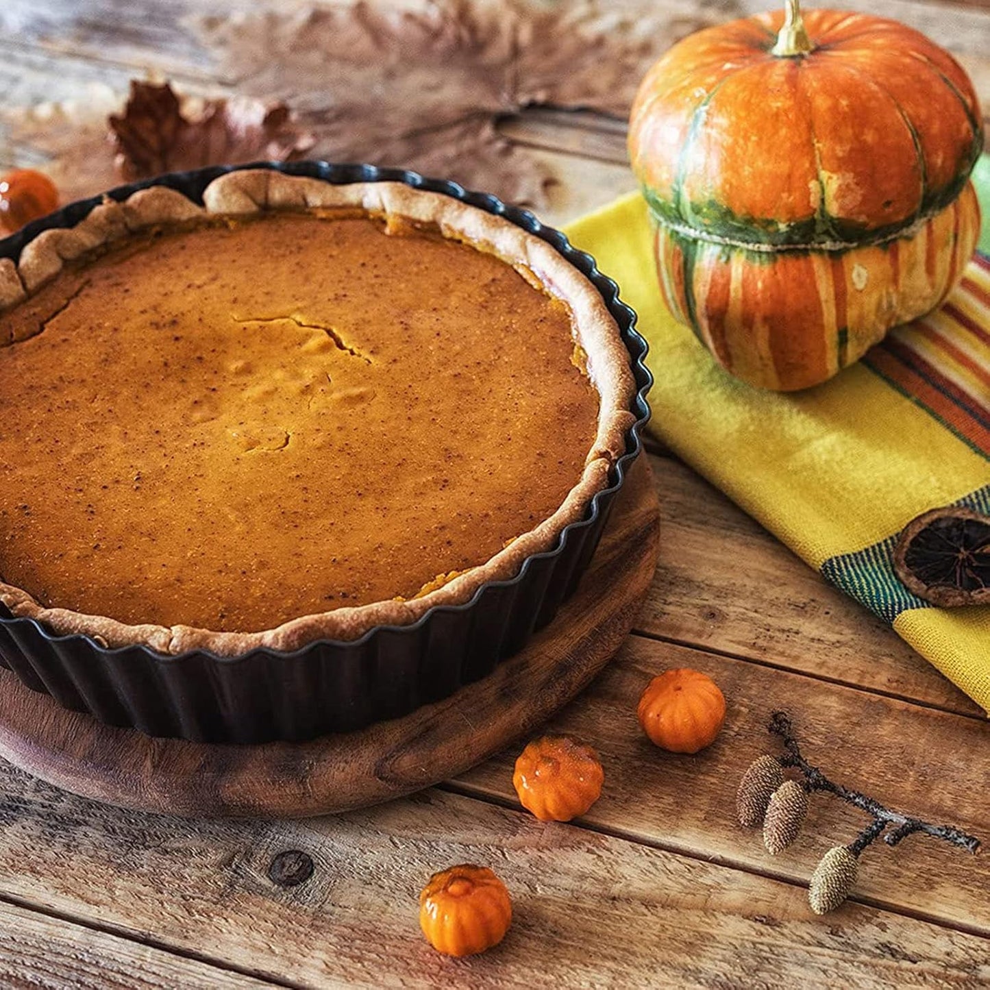 2 Pack Nonstick Tart Pan, Quiche Pan, Carbon Steel Deep-dish Pie Pan with Removable Loose Bottom (9.4 In)