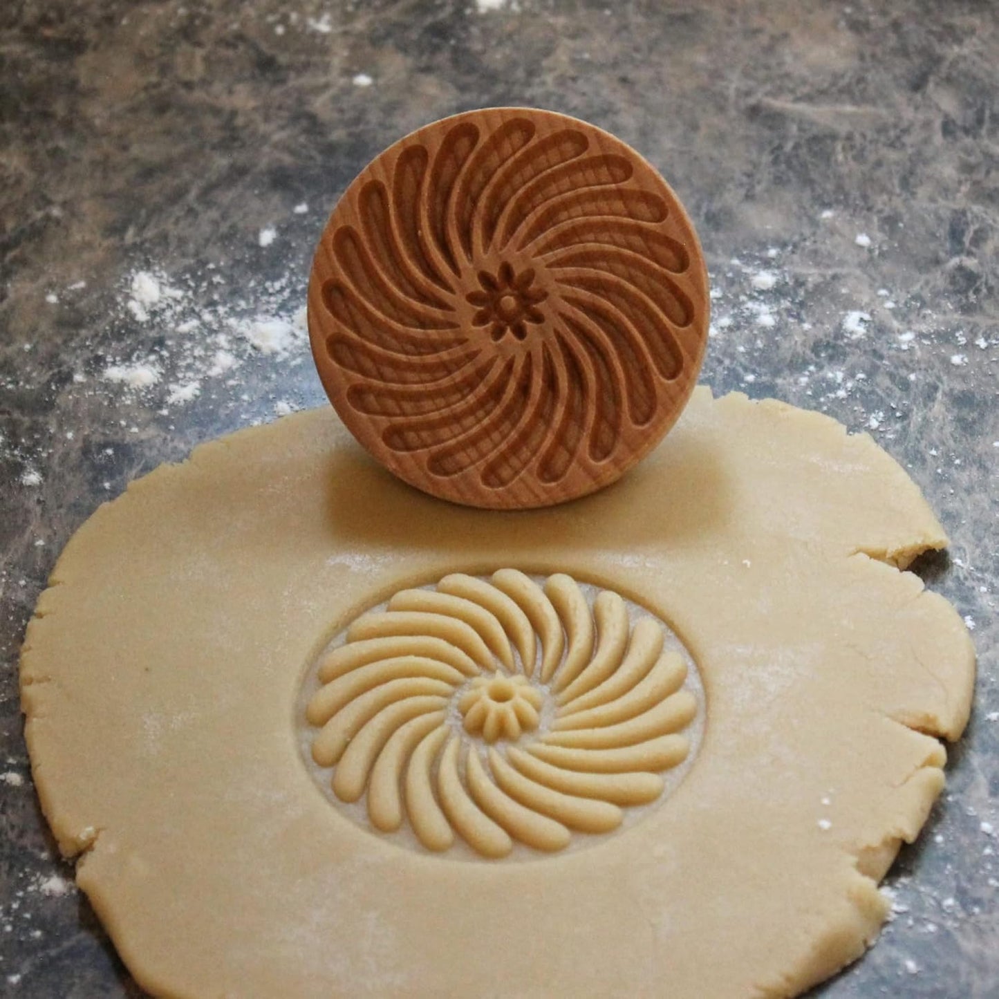 Wood Cookie Stamp, 2.5 Inch (Pinwheel Flower CS-045)