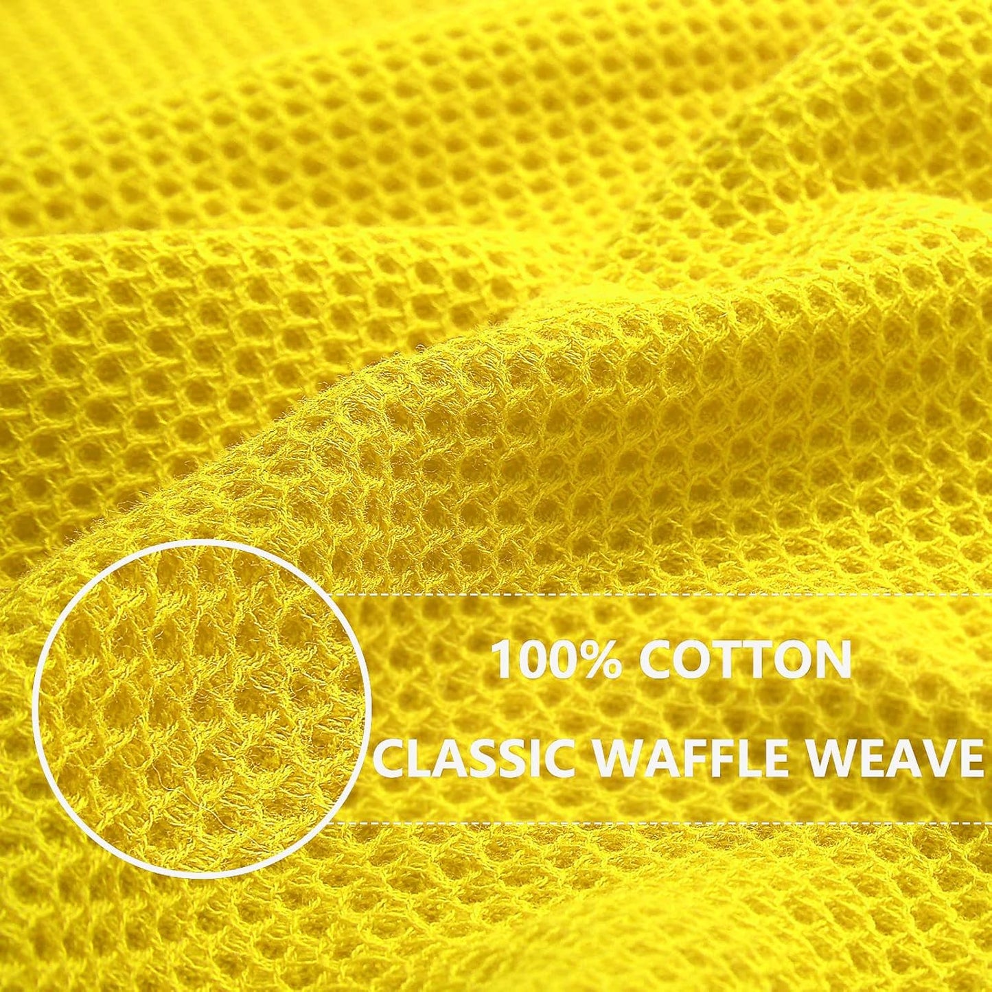 Homaxy 100% Cotton Waffle Weave Kitchen Dish Towels, Ultra Soft Absorbent Quick Drying Cleaning Towel, 13 x 28 Inches, 4-Pack, Yellow