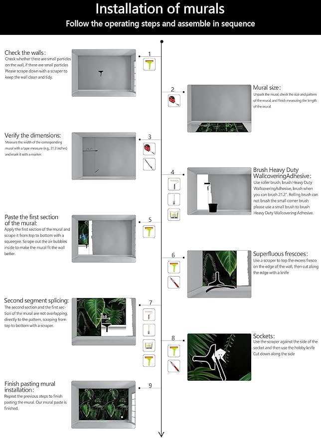WFBHUA-Green Banana Leaf Wallpaper Mural Tropical Jungle Botanical Leaves Wallpaper for Living Room Bedroom(Not Peel and Stick)