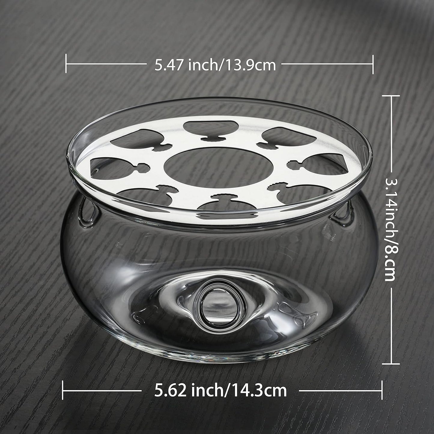 CnGlass 33.8oz Glass Teapot with Removable Infuser,Stovetop Safe Tea Kettle with Glass Tea Warmer 5.3 in/13.5cm Diameter