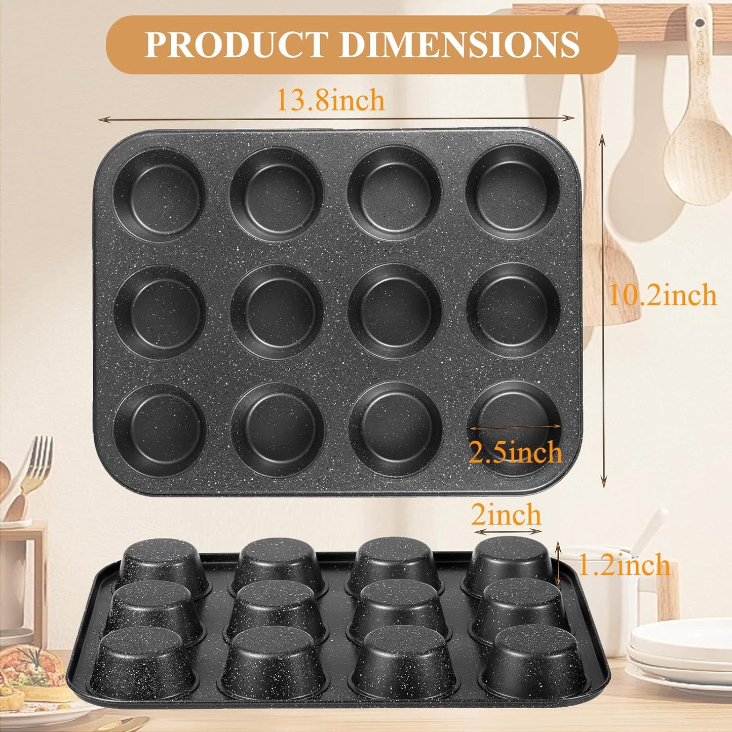 Muffin Cupcake Pan, Nonstick 12 Cupcake Tray, Cheesecake Pan for Baking