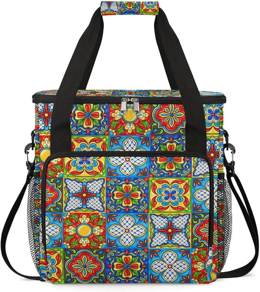 mandala flower vintage Coffee Maker Carring Bag Travel Carrying Storage Tote Bag Compatible with Keurig K-Mini or K-Mini Plus Portable Single Serve Coffee Brewer Case with Pockets for K-cup Pods
