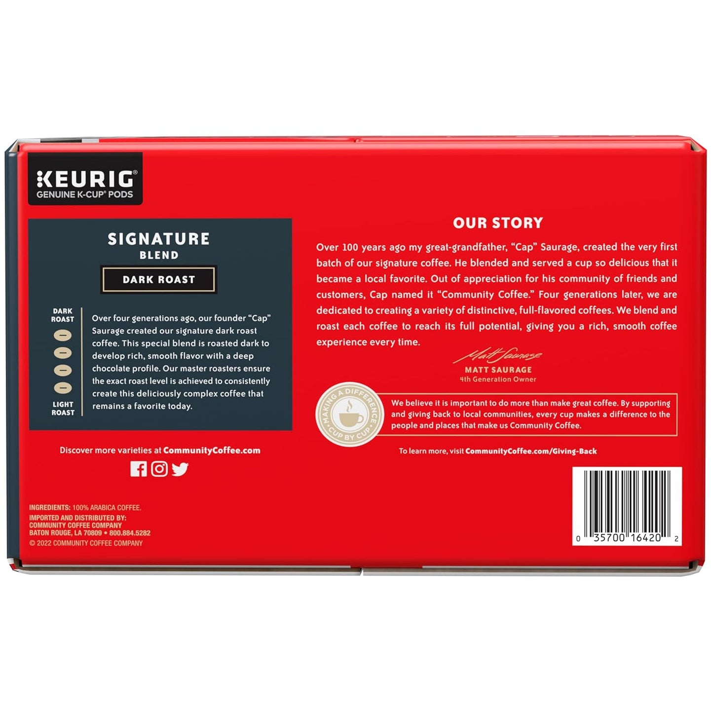 Community Coffee Signature Blend 72 Count Coffee Pods, Dark Roast, Compatible with Keurig 2.0 K-Cup Brewers, Box of 72 Pods (Pack of 1)