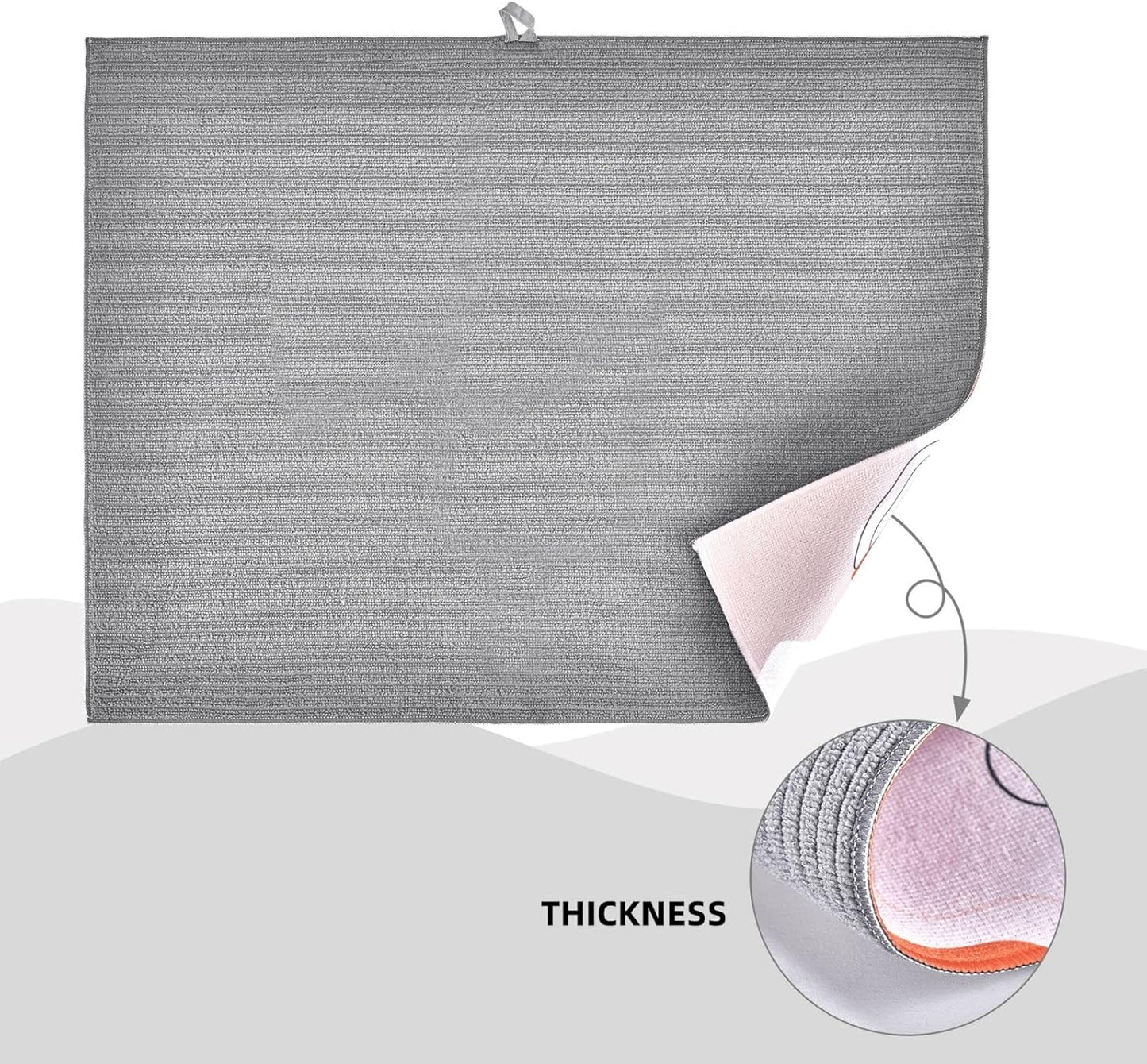 Tropical Lemon Leaves Dish Drying Mat, Highly Absorbent Microfiber Kitchen Counter Pad Reusable Washable, 18*24"