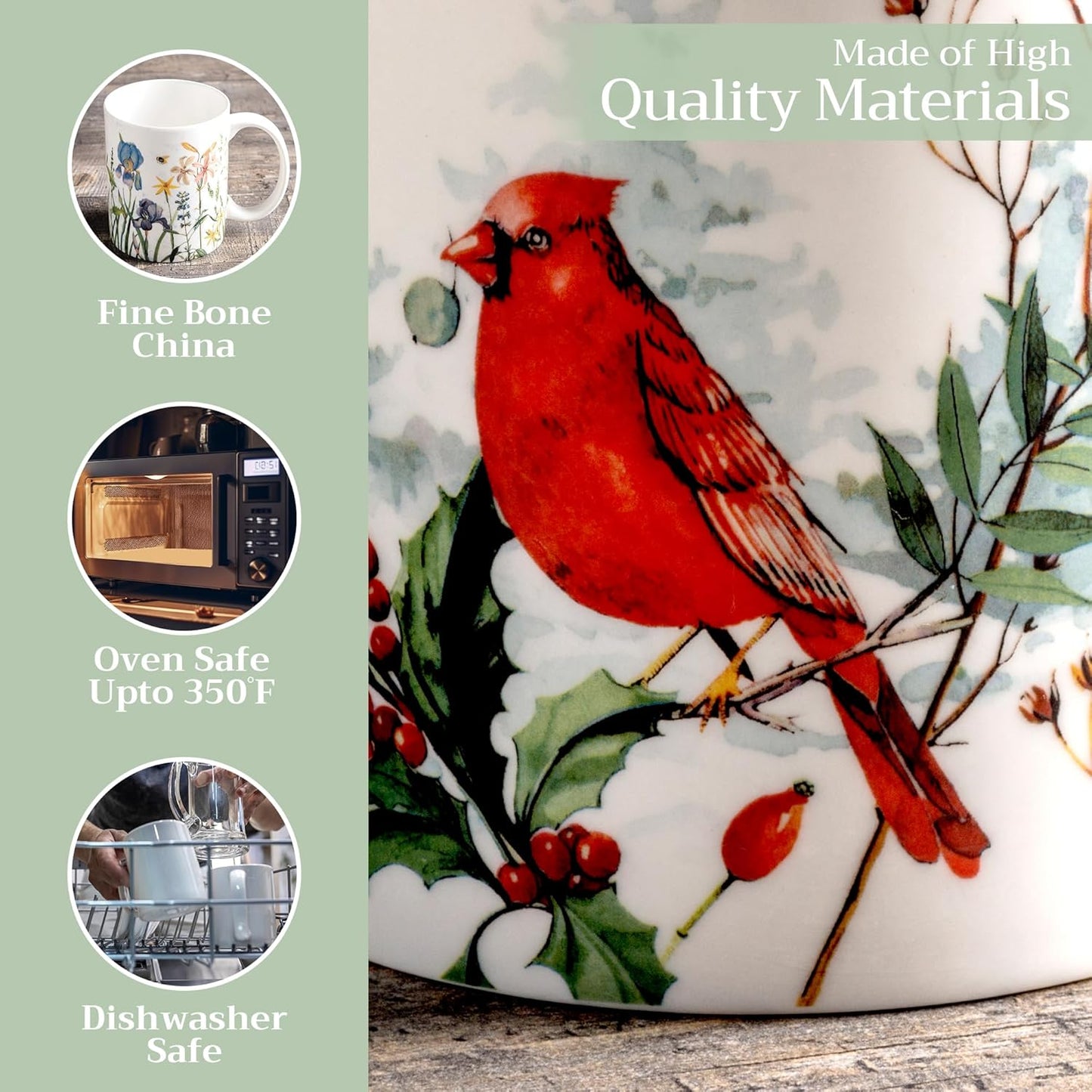 Maison d' Hermine Coffee Mug with Handles Fine Bone China Mugs Pack of One Tea Cups for Hot Beverages Cappuccino Latte Home Restaurant Office Perfect for Gift (Morzine - Morzine, 12 Ounce)