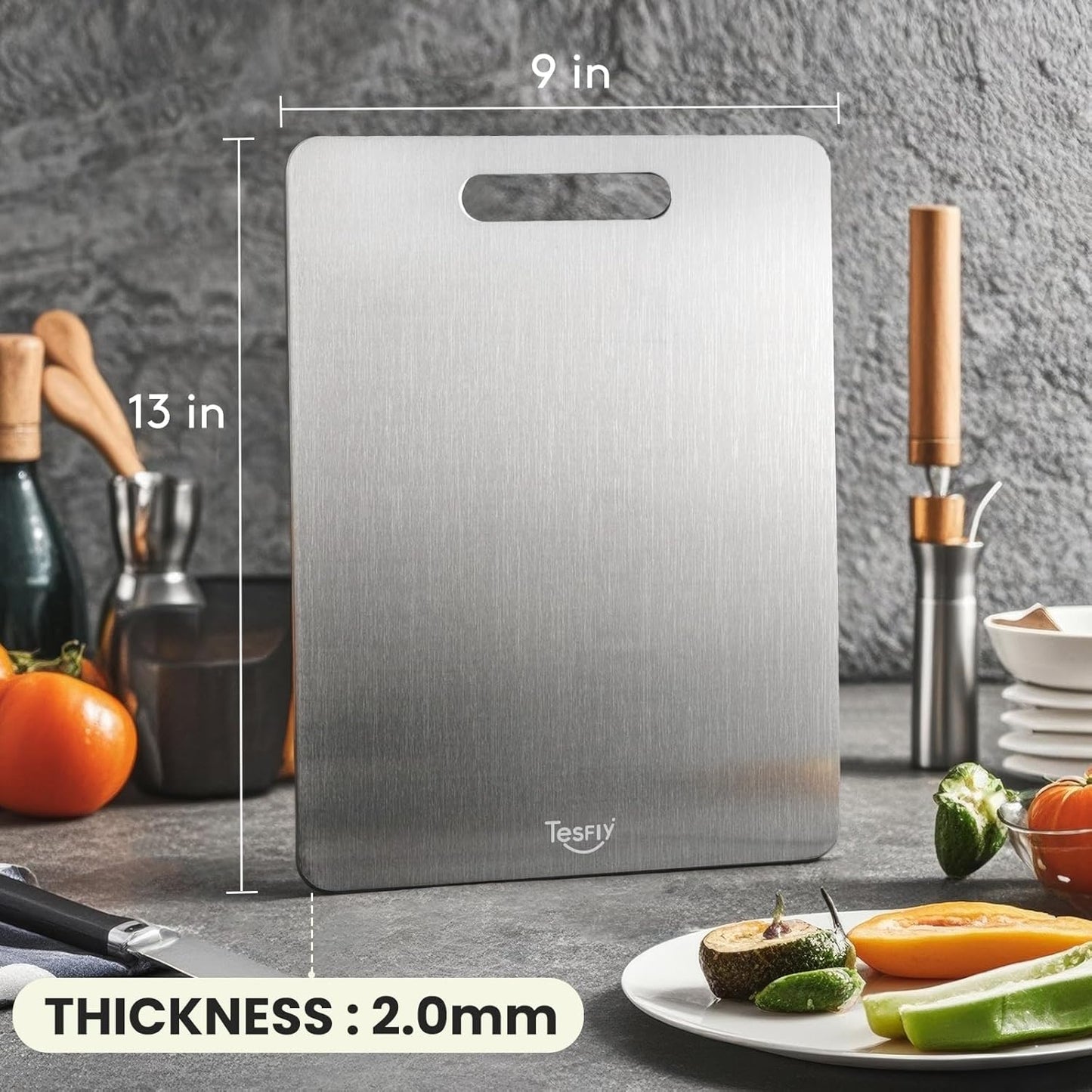 New Titanium Cutting Board - 100% Pure Titanium Cutting Boards For Kitche,Easy to clean, Double-sided food-grade Cutting Board For Meats, Fruits And Vegetables (13 * 9)