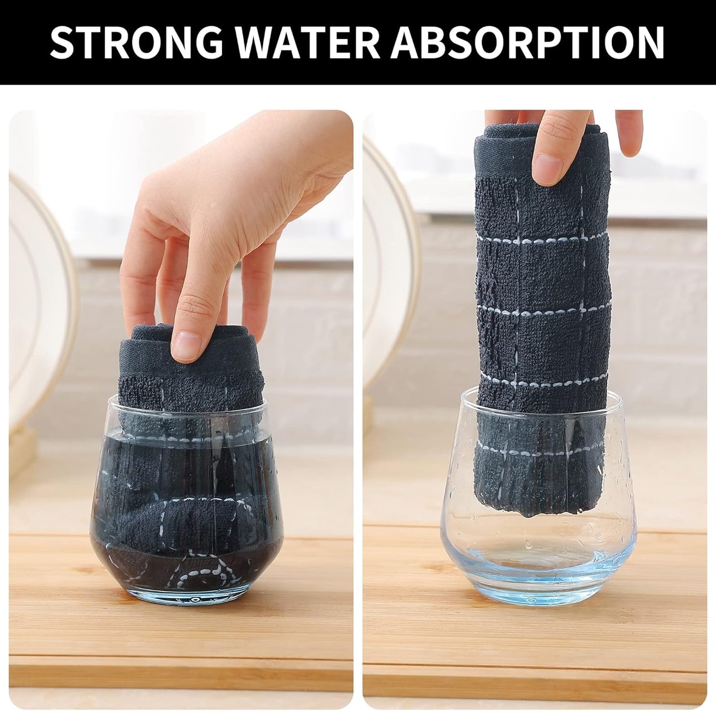 Homaxy 100% Cotton Terry Kitchen Dish Cloths, Ultra Soft and Absorbent Dish Towels for Kitchen, Suitable for Drying and Washing Dishes, 12 Pack, 12 x 12 Inches, Dark Grey