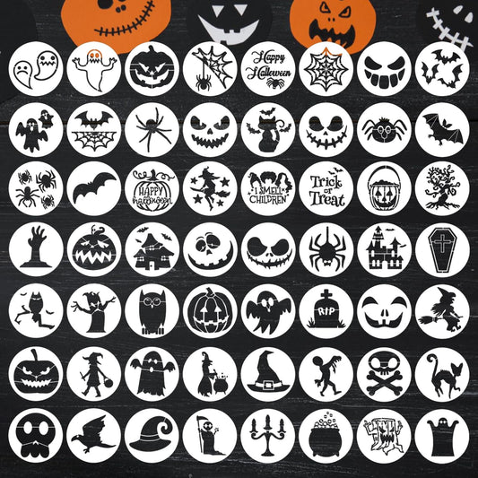 Halloween Stencils for Painting on Wood 3inch Reusable Pumpkin Ghost Face Stencils Boo Trick or Treat Draw Templates for Painting on Wood Slice Tier Tray Fabrics Window Decor
