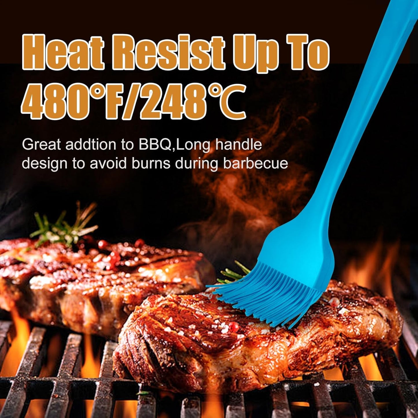 Silicone Basting Brush 2 Pcs Pastry Brush for Oil, BBQ, Grill, Sauce Baking Cooking, Dishwasher Safe (Blue)