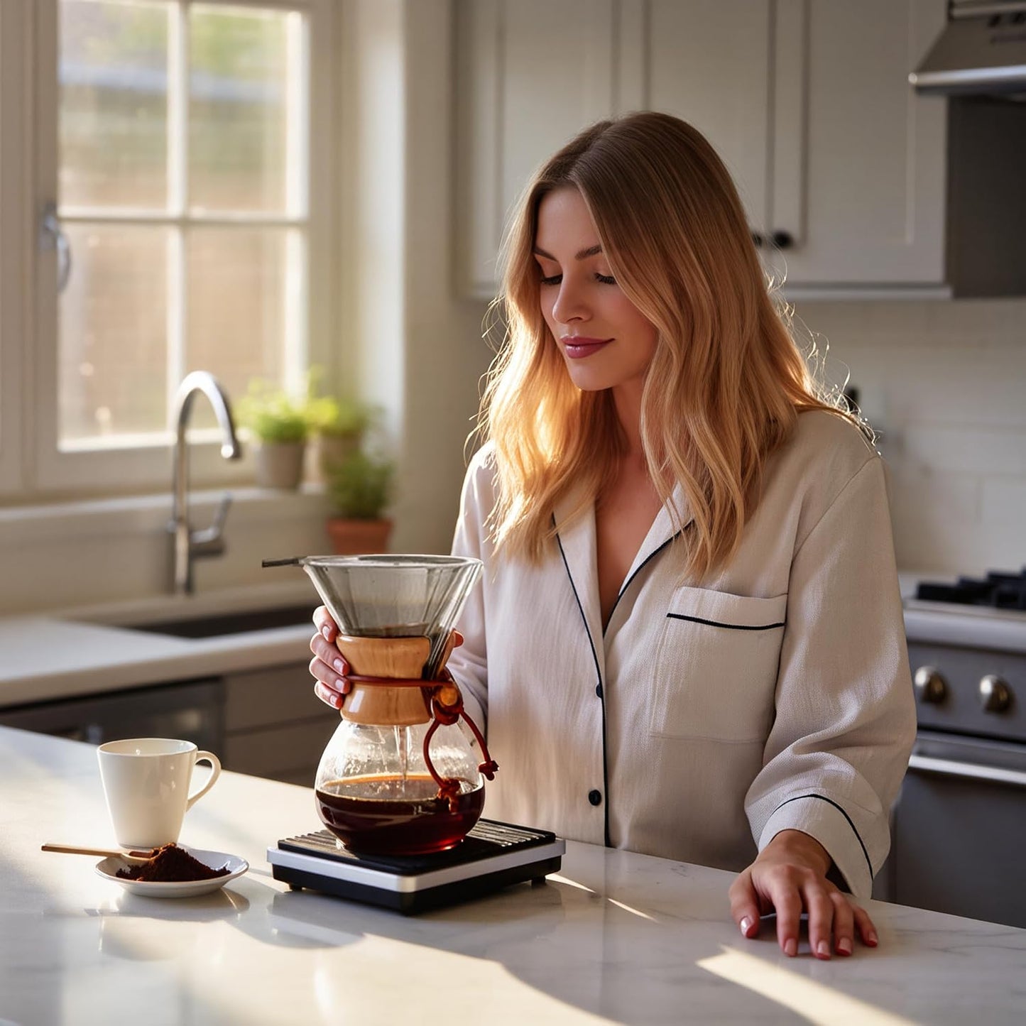 Pour Over Coffee Maker with Filter Subjectthree 34oz Glass Coffee Carafe Dripper Pourover Set (10 Cup/34 oz)