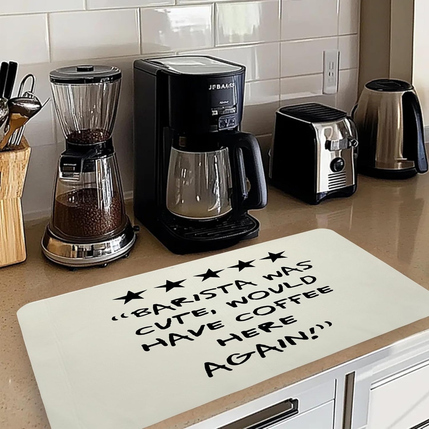 Barista Gifts Dish Drying Mat, Espresso Lovers Gifts Coffee Bar Mat for Countertops, Espresso Station Absorbent Dish Drying Mats for Kitchen Counter Coffee Maker, 16x24 Inch