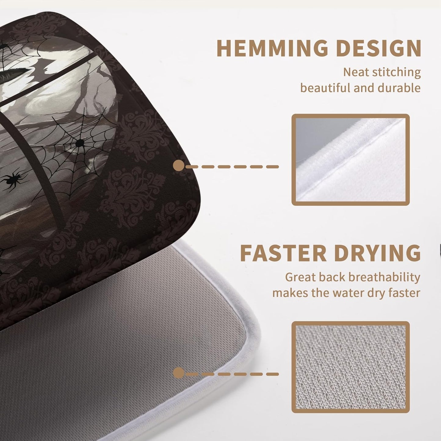 Halloween Black Cat Dish Drying Mat Fall Halloween Pumpkins Large Kitchen Mats Dish Drying Pad Absorbent Dish Dryer Mat for Kitchen Countertops Microfiber Drainer Pad Dish Drying Mats (18x24 in)