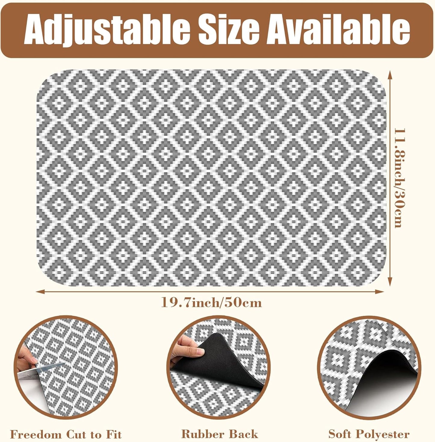 Ethnic Geometric Dish Drying Mat for Kitchen Counter Bar Mat Hide Stain Absorbent Rubber Backed Coffee Mat Maker Espresso Machine Bar Accessories 11.8 x 19.7 Inch