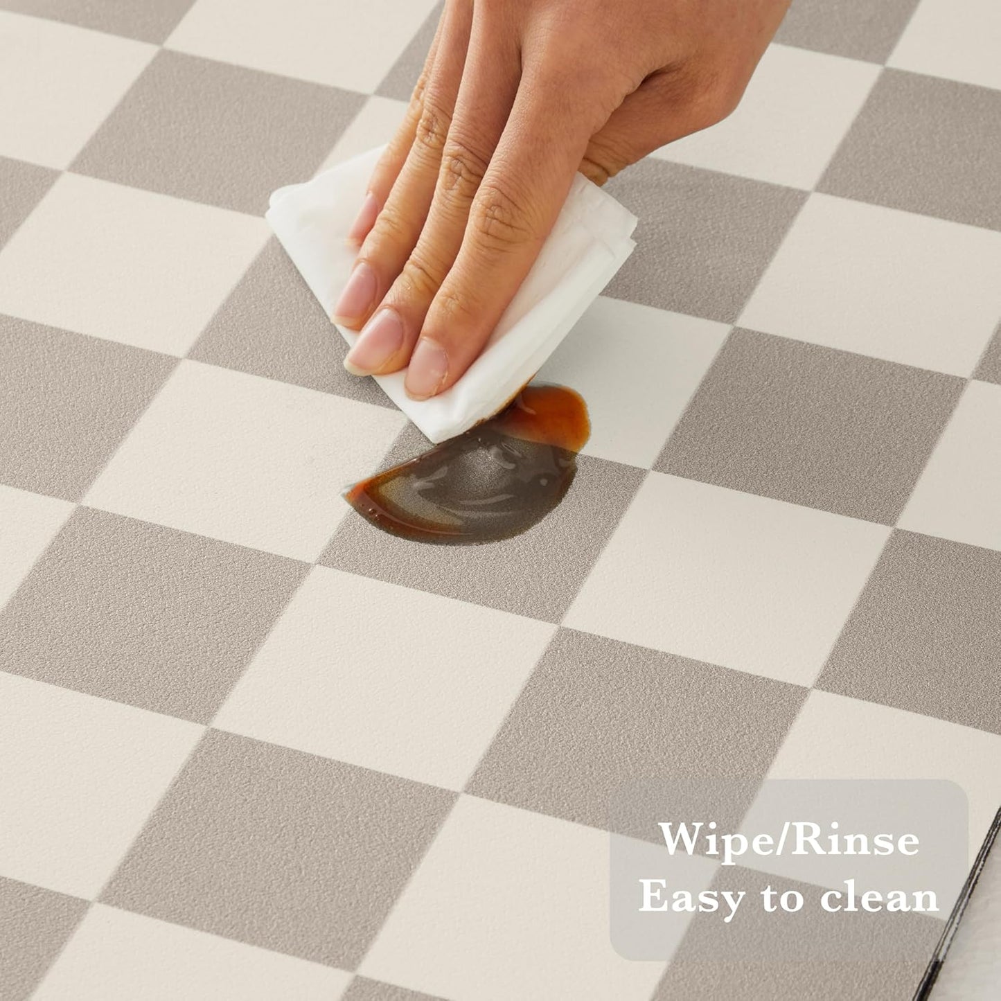 Checkered Dish Drying Mat for Kitchen Counter, Coffee Bar Station Accessories, Retro Cute Aesthetic Modern Absorbent Drainer Mat Kitchen Drying Mat Easy Clean, Khaki 12" x 19"