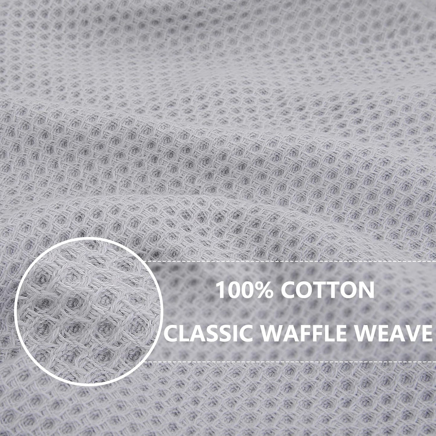 Homaxy 100% Cotton Waffle Weave Kitchen Dish Cloths, Ultra Soft Absorbent Quick Drying Dish Towels, 12 x 12 Inches, 12-Pack, Light Gray