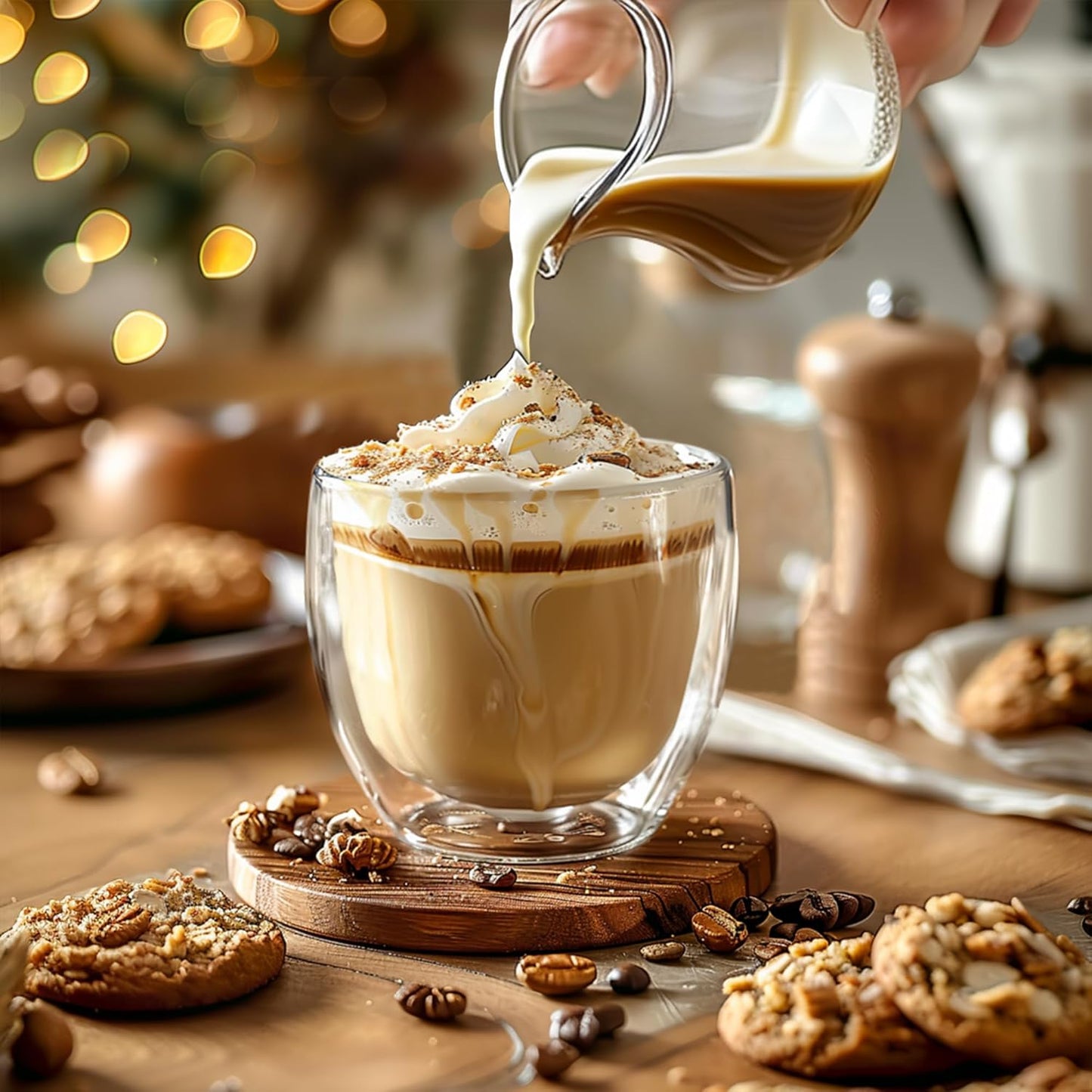 5 Ounces Set of 4 Double Walled Glass Coffee Mugs Insulated Layer Coffee Cups Borosilicate Glass Espresso Double Insulated Clear Glass Coffee Mug for Hot Beverages