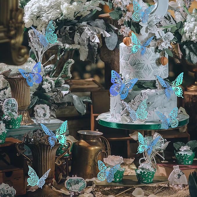 SAOROPEB 3D Butterfly Wall Decor - 48 Pcs, 4 Styles, 3 Sizes - Removable Stickers for Birthday & Party Decorations