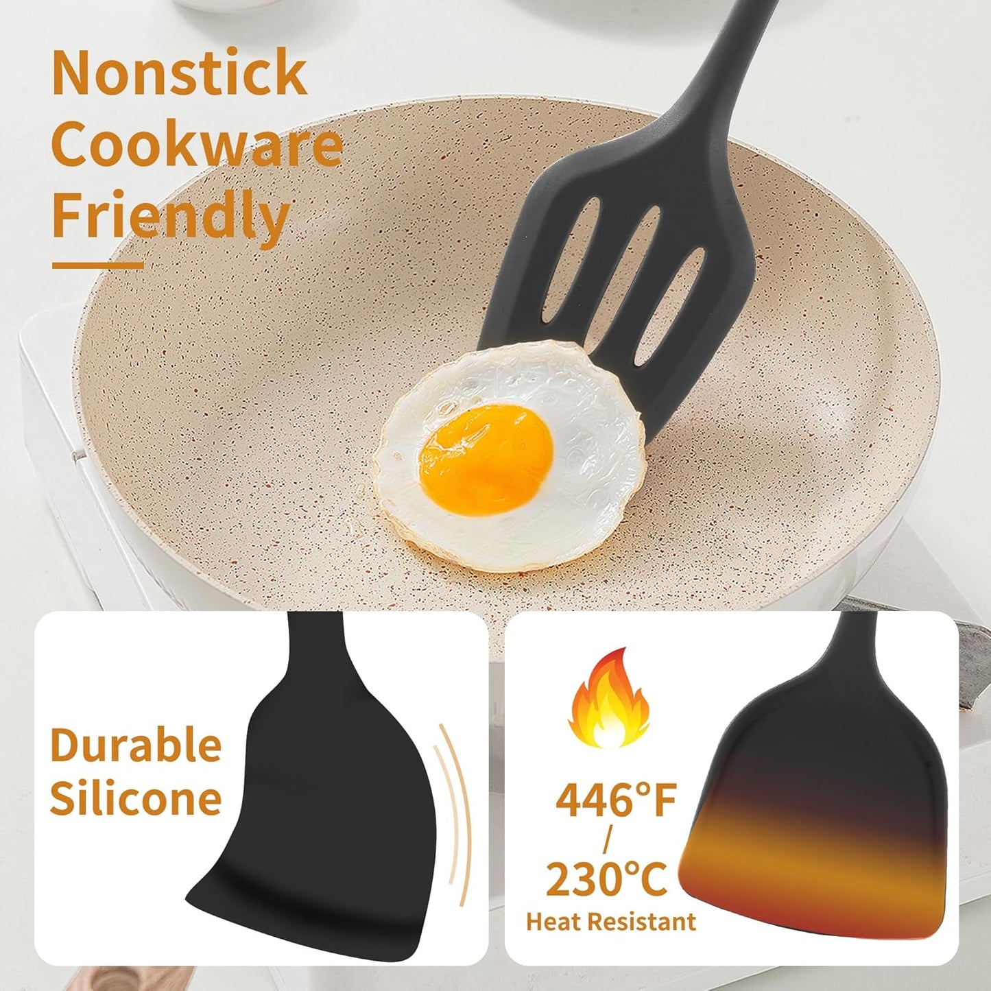 18 Pcs Cooking Utensils Set, Kitchen Utensils Set with Utensil Holder, 446°F Heat Resistant Silicone Spatula Set, Kitchen Gadgets Tools Set for Nonstick Cookware BPA FREE