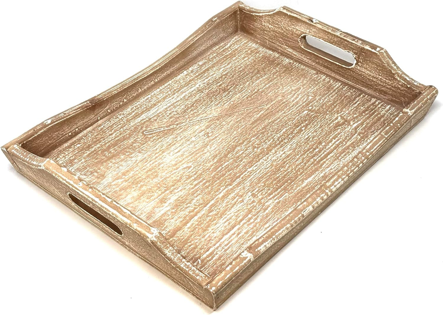 Allgala Wooden Tray - 17"x13"x2" Stylish Rustic Farmhouse Decor Serving Platter & Coffee Table Tray
