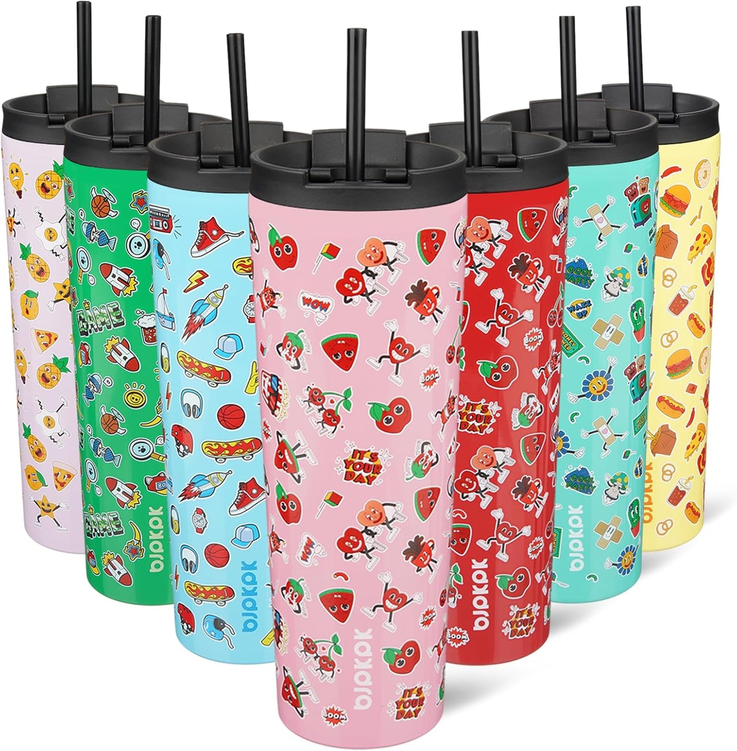 BJPKPK 30oz Stainless Steel Insulated Tumbler With lid And Straw Travel Coffee Thermal Tumblers Cup For Women And Men,Passionate Pink