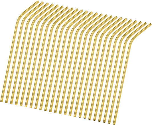 Reusable Metal Straws 50Pack.Ultra Long 10.5”Gold Color Stainless Steel Drinking Straws in Bulk For Wholesale.265x6mm Straight Curved Straws for 20/30oz Tumblers Yeti (50pcs all bent Gold-10.5")