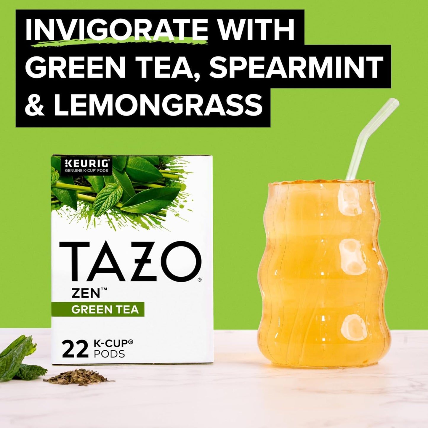 TAZO Zen Green Tea K-Cups, Green Tea Zen for Health and Wellness, 22 Pods