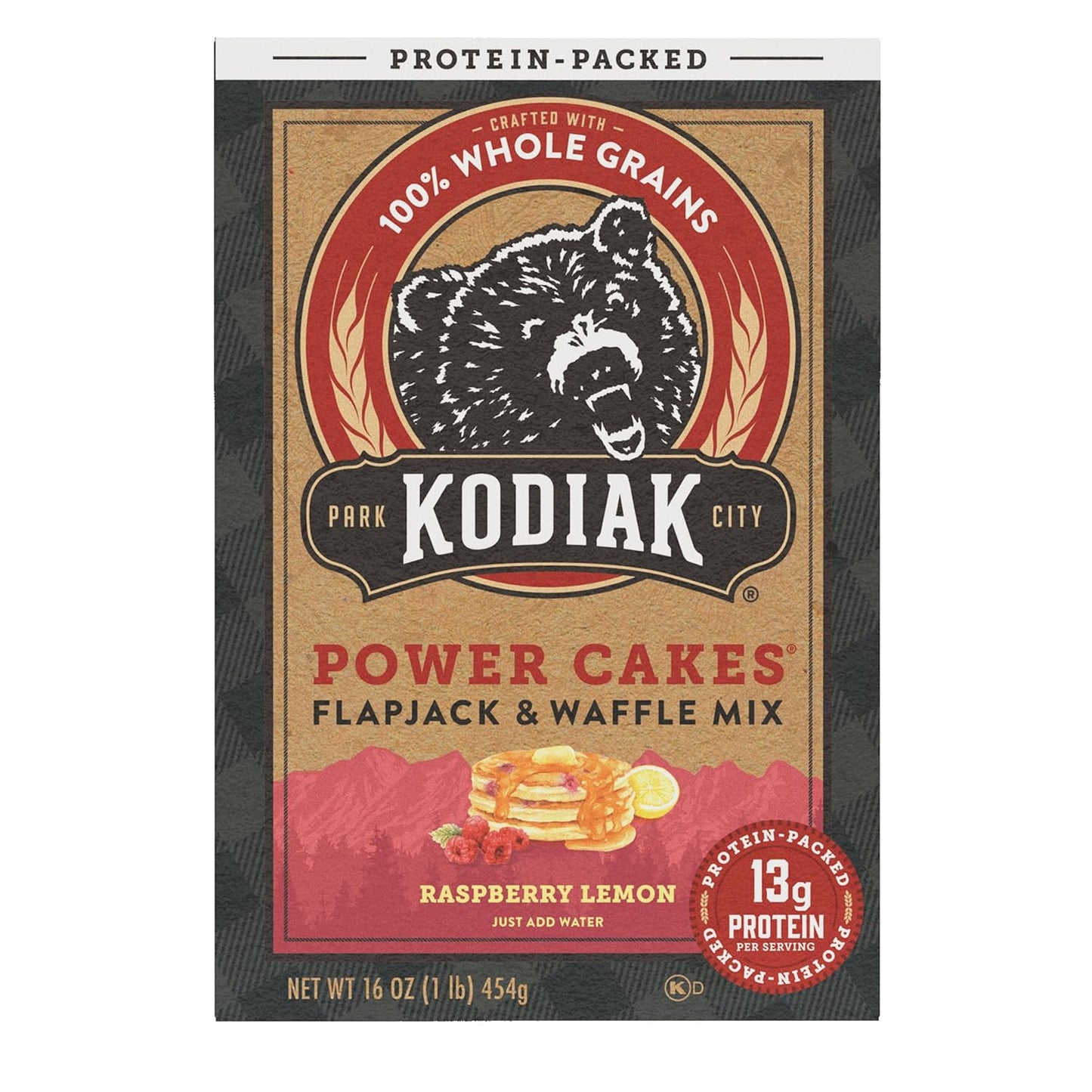 Kodiak Cakes Power Cakes, Pancake & Waffle Mix, Raspberry Lemon, High Protein,100% Whole Grains (Pack of 6)