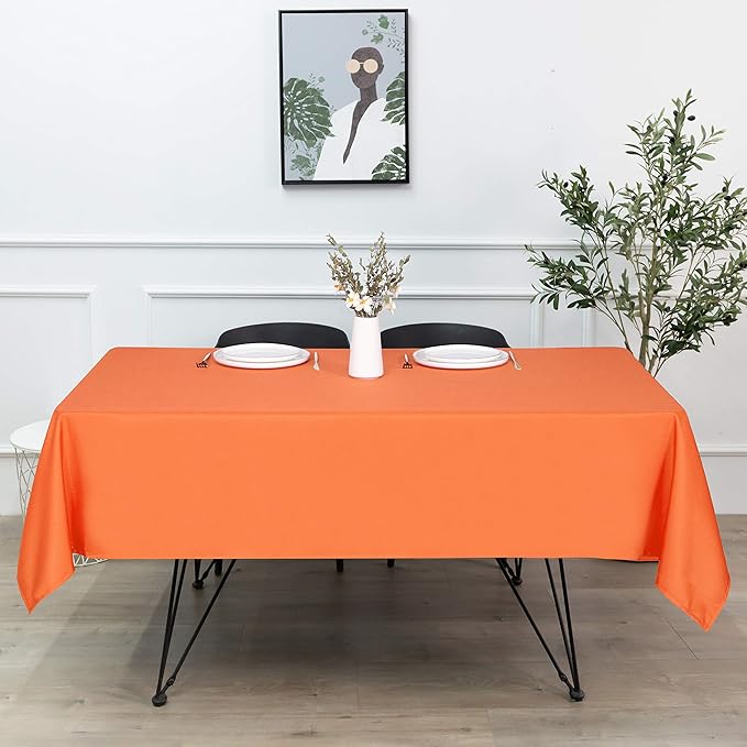 sancua Rectangle Tablecloth - 60 x 120 Inch - Stain and Wrinkle Resistant Washable Polyester Table Cloth, Decorative Fabric Table Cover for Dining Tables, Buffet Parties and Camping, Orange