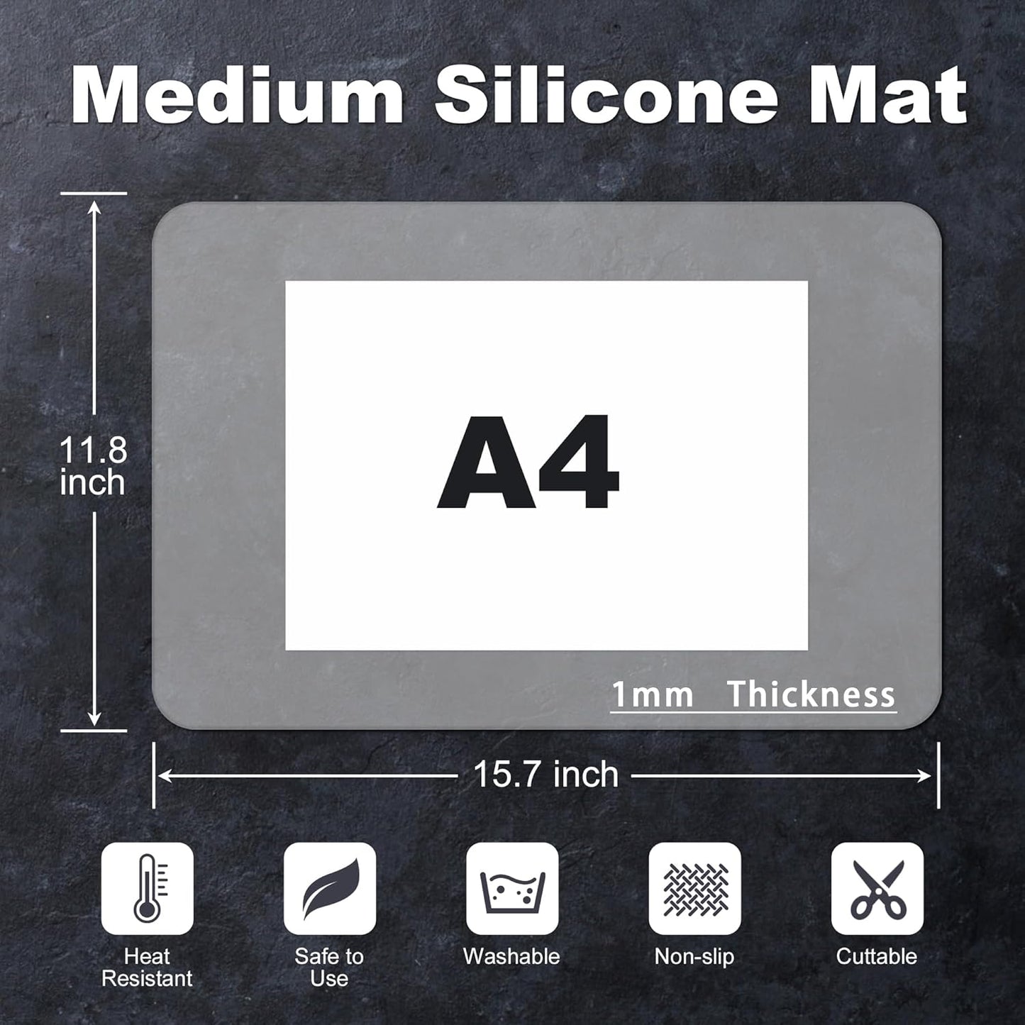 Silicone Mat for Kitchen Counter, Heat-Resistant BPA-Free Nonslip Surface, Trimmable Countertop Protector for Air Fryer (Translucent, 15.7×11.8inch-4pcs)