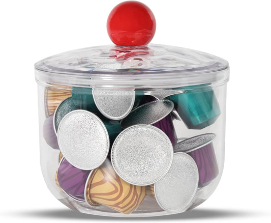 Coffee Pod Holder with Lid,Clear Plastic K Cup Organizer Holder Coffee Capsule Filter Storage Container Home or Office Counter Organizer Bar Accessories With 50Pcs Stickers-900ml