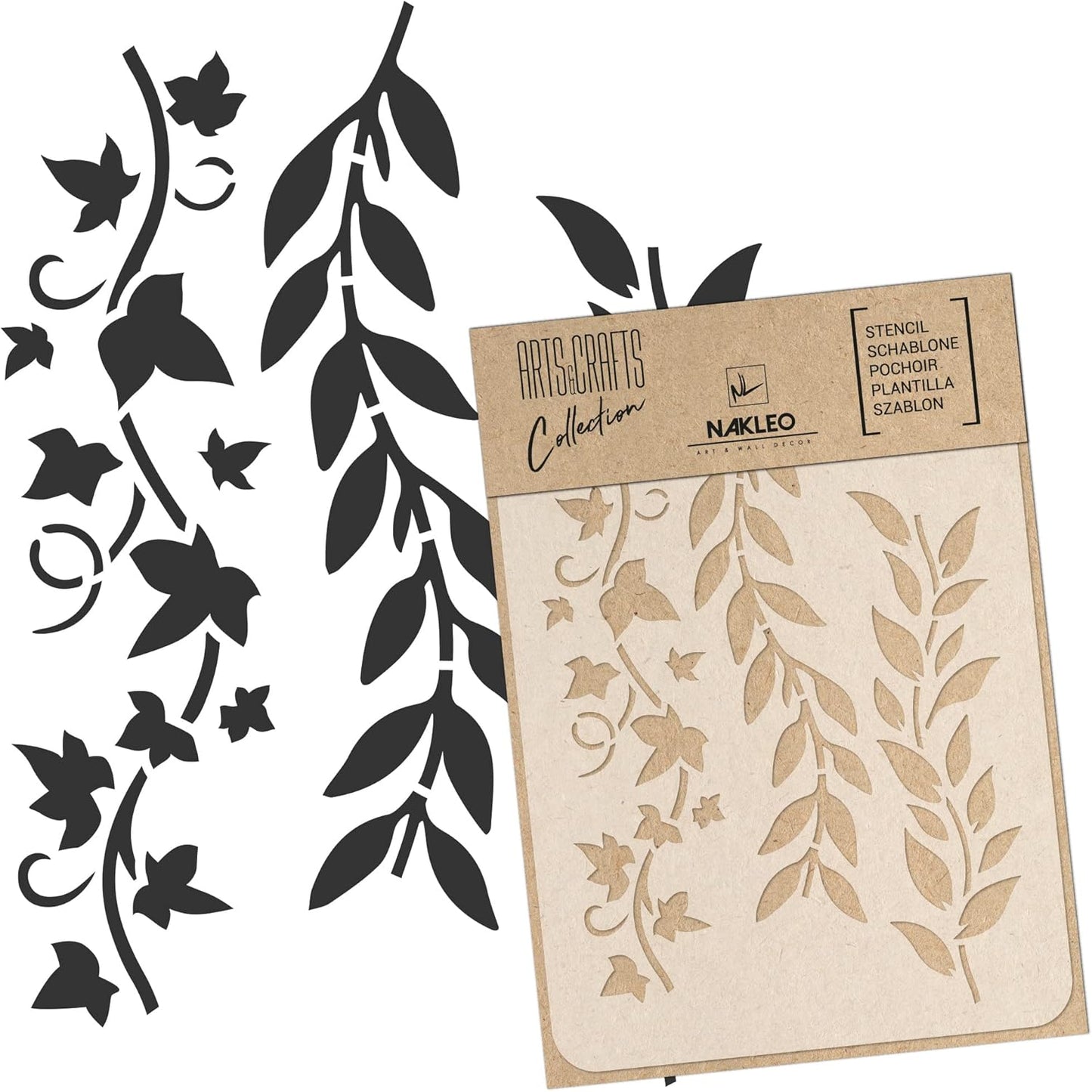 NAKLEO DIY Reusable Plastic Stencil - 30x42cm / 11.7” x 16.5” - Leaves Mini Border - Art Craft Wall Painting Pattern Template Scrapbooking Decoupage - Fabric Furniture Wood