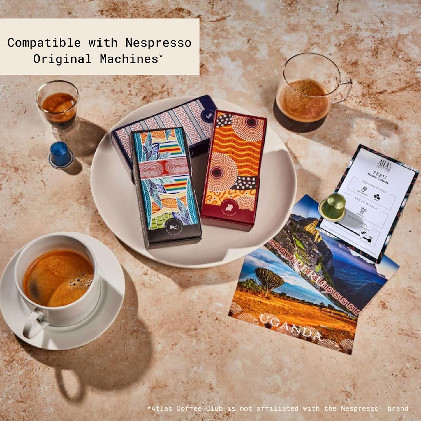 Atlas Coffee Club Espresso Pods Compatible with Nespresso Original– Extra Dark Roast (10 Count)– Aluminum Capsules from Peru– Intensity 11