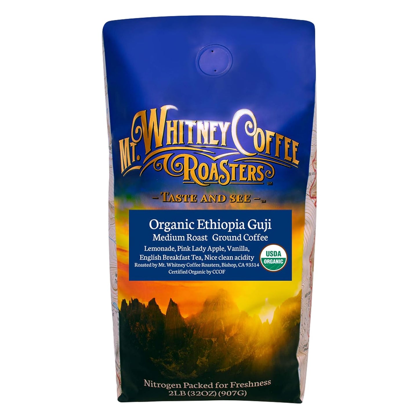 Mt. Whitney Organic Ethiopia Guji Coffee (Ground, 2 Lb)