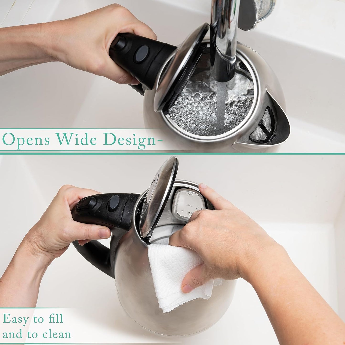 Mixpresso Stainless Steel Electric Kettle, Cordless Pot 1.7L Portable Electric Hot Water Kettle, 1500w Strong Fast Boiling Pot, Water Boiler, Electric Tea Kettle With Boil Dry Protection