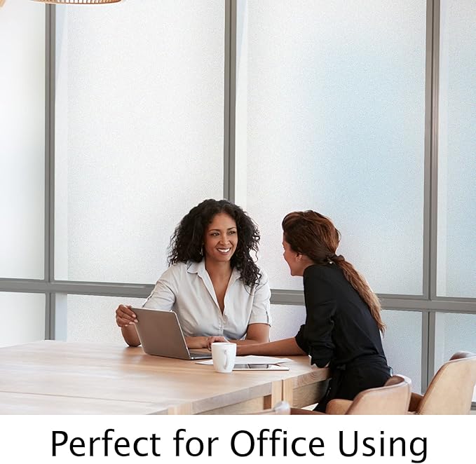 HIDBEA Frosted Window Privacy Film Heat Control UV Blocking, Static Cling Non-Adhesive Reusable Door coverings for Bathroom Home Office (Frosted 29.5 Inch x 6.5 Feet)